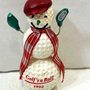 VTG 1992 Hallmark Keepsake Ornament Golf's a Ball Snowman Golf Ball Ornament